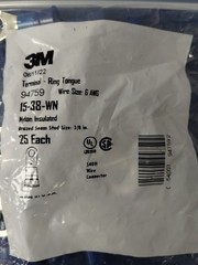 LOT OF 100 – 3M Ring Tongue Insulated Brazed Seam 6 AWG, 94759, 15-38-WN