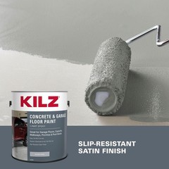 KILZ 1-Part Epoxy Acrylic Concrete & Garage Floor Paint, Silver Gray, Satin, …