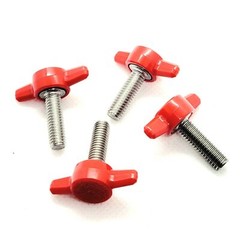 M6 x 20mm Clamping Thumb Screws with Red Butterfly Tee Wing Knob Pack of 4