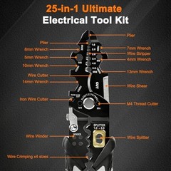 25-in-1 Multifunctional Wire Stripper for Cutting Crimping 16 AWG to 6 AWG