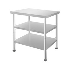 24x30x35 in Tool Bench 3 Tiers Garage Workbench, Silver Work Table With Casters