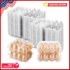 100 Packs Egg Cartons Cheap Bulk Plastic for 12 Eggs Clear Egg Cartons