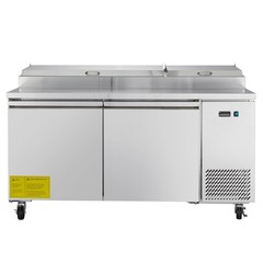 67″ Commercial Refrigerated Pizza Prep Table Station Fridge Double Door w/9 Pans