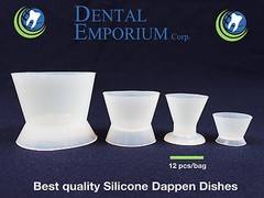 DENTAL LAB FLEXIBLE SILICONE DAPPEN DISH MIXING BOWL CUP 12ml No.3 – 12pc/Bag