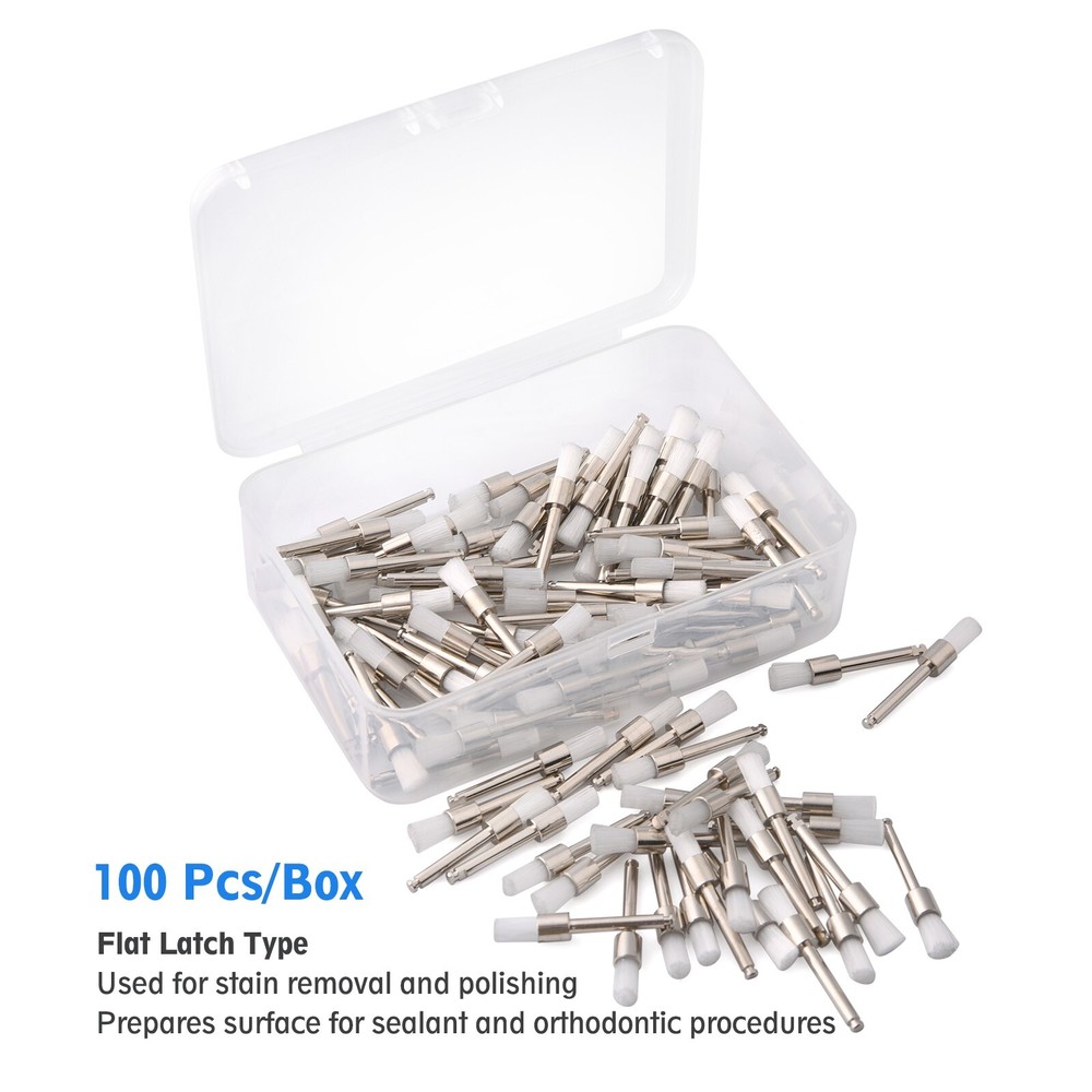 400 Disposable Dental Prophy Polishing Brush Latch Flat Type White
