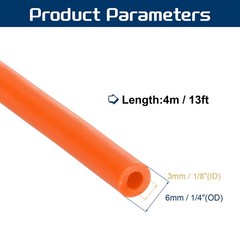 13 Ft(4M) Latex Rubber Tubing 1/8″(3mm)ID 1/4″(6mm)OD Orange