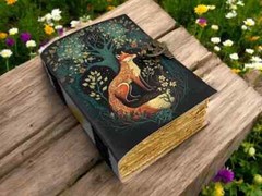 400 Pages – Grimoire Fox Leather Journal Blank Spell book of shadows Fat journal