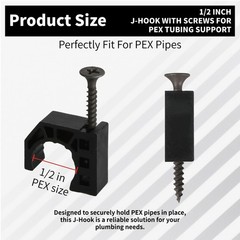 Lbraxyi 50 Pack 1/2″ Half Clamps JHook with Screws, PEX Clips JClamp for Tubi…