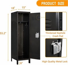 Metal Locker Steel Storage 55″ Storage Cabinet Retro Wardrobe with Lockable Door