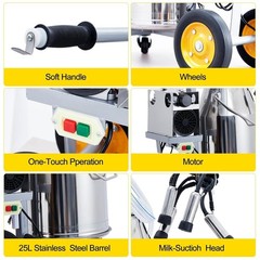 Cow Milking Machine Portable 25 L/6.6 gal Automatic Pulsation Vacuum Milker