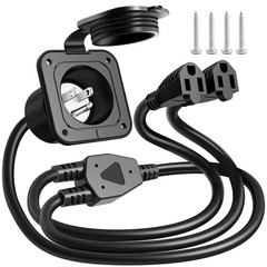 15A 125V AC Electrical Port​​ Plug Power Shore Dual 18″ Extension Cord RV Boat