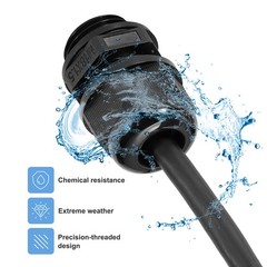 8 Pcs NPT 3/4″ Cable Glands Adjustable 12.5-18mm(Black)