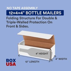 Small Shipping Boxes 12″L x 4″W x 4″H, 50-Pack | White Cardboard Mailers for