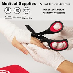 MEUUT 2 Pack Medical Scissors Trauma Shears for Left and Black/Red+black/Red