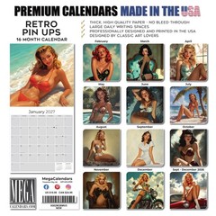 Retro Pin Ups Wall Calendar 2025 FULL SIZE 12×24 Made in USA
