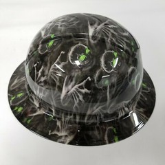 NEW FULL BRIM Hard Hat custom hydro dipped GREEN EYED CREEPER SKULL EVIL