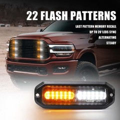 WINECO Amber/White LED Strobe Lights Kit – 8pcs 12-LED Flashing Emergency