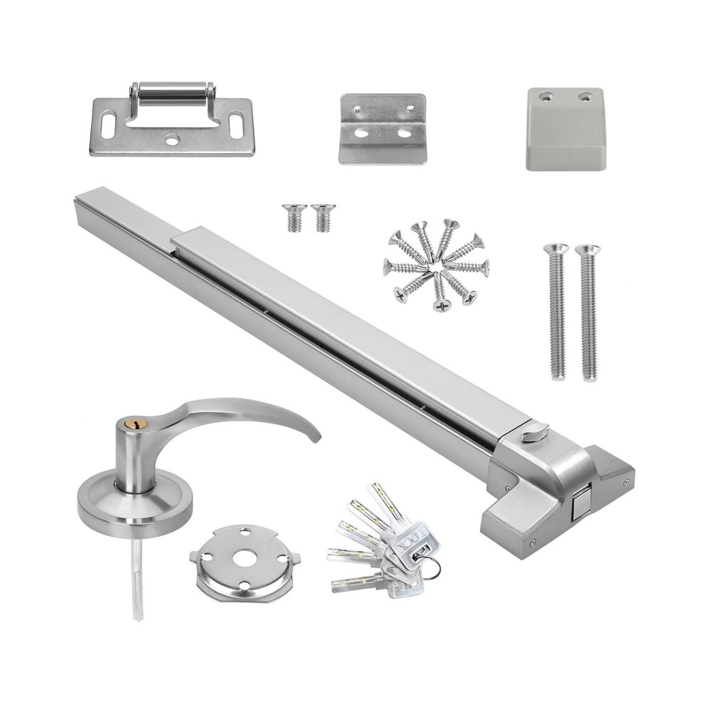Commercial Door Push Bar Panic Exit Device with Exterior Lever,80cm/31.5”