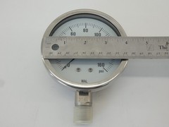 WAL Pressure Gauge, 4″, 1/2″ NPT Bottom, 0-160 PSI – NEW Surplus!