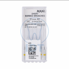 MANI Barbed Broach 6pcs Root Canal Pulp Remover NiTi Stainless 21mm