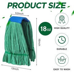 Hushee 6 Pack Large Microfiber Tube Mop Heads 18 oz Heavy Duty Commercial Ind…