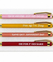 Yes! Designs Funny Dirty Words Ballpoint Pens For Adults Set of 4, New Open Box