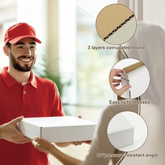50 Pack 9x6x2 White Corrugated Cardboard Mailer Boxes for Shipping & Packaging