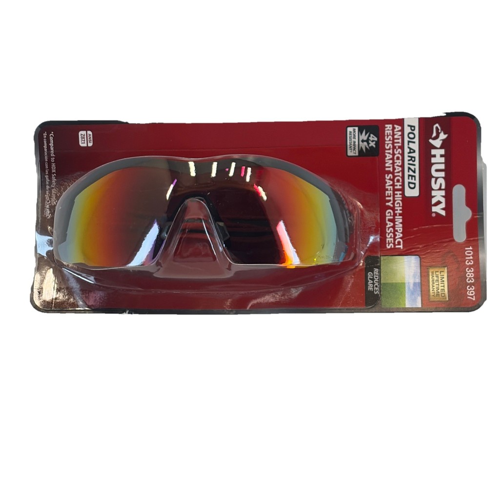 Husky Polarized Outdoor High Impact Resistant Half Frame Safety Glasses in Red