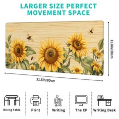 ainori Sunflower and Bee Gaming Mouse Pad – 12×31.5in 12×31.5in,