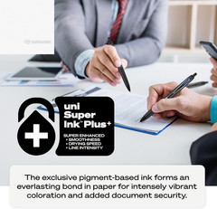 Uni-Ball 207+ Black Gel Pens 4 Pack Micro 0.5mm Fraud Proof Retractable Click