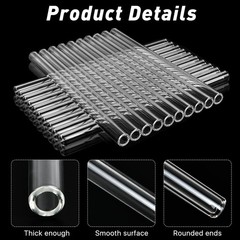20 Pieces 8 Inches Long Clear Glass Tubes for 8 inches x 0.5 inches,
