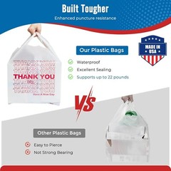 2000 Thank You T-Shirt Bags 12″ x 6.5″ x 21″, Plastic Grocery Shopping Bags