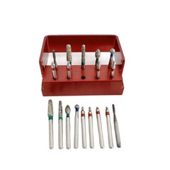 1Kit(9pcs) Dental Reverse Direction Fissure Drill Preparation Sliver Diamond Bur