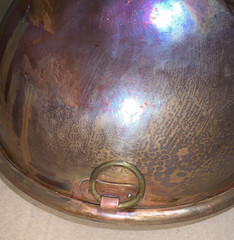 Heavy Solid Copper 14″ Bowl Kettle Rolled Edge Round Base Made In France Antique