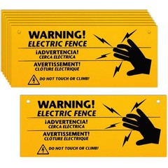 Blulu 8 Pieces Electric Fence Warning Signs 10 10×4 inches, yellow and black