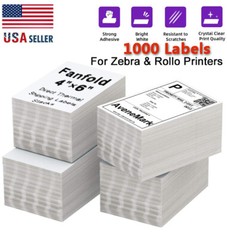 1000 4″x6″ Fanfold Direct Thermal Shipping Labels for Zebra and Rollo Printers