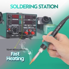 YIHUA 853D 800W 3-IN-1 Multi Station Iron Hot Air Gun 2A USB DC Power Supply