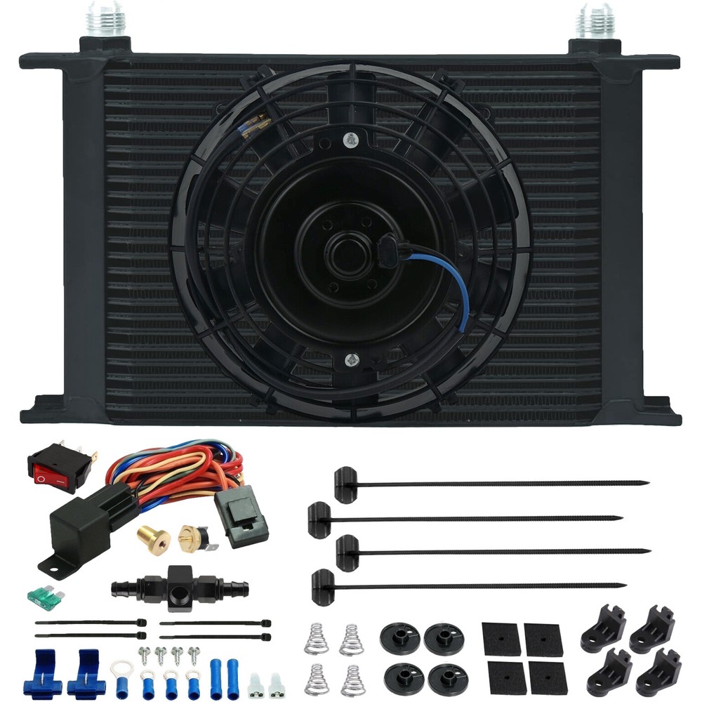 25 ROW TRANS-MISSION OIL COOLER FAN HOSE LINE THERMOSTAT TEMP-ERATURE SENSOR KIT