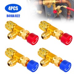 4pcs Air Conditioning Refrigerant Charging Valve, Safety Adapter for R22 R410A
