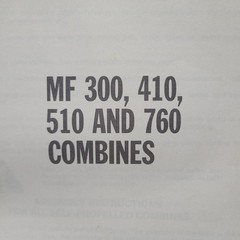 Massey Ferguson Assembly Pre Delivery Instructions Combine MF 300 410 510 760