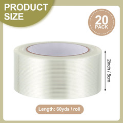 20 Rolls Strapping Tape 2 Inch X 60 Yards 5.5 Mil Fiberglass Filament Tape Trans