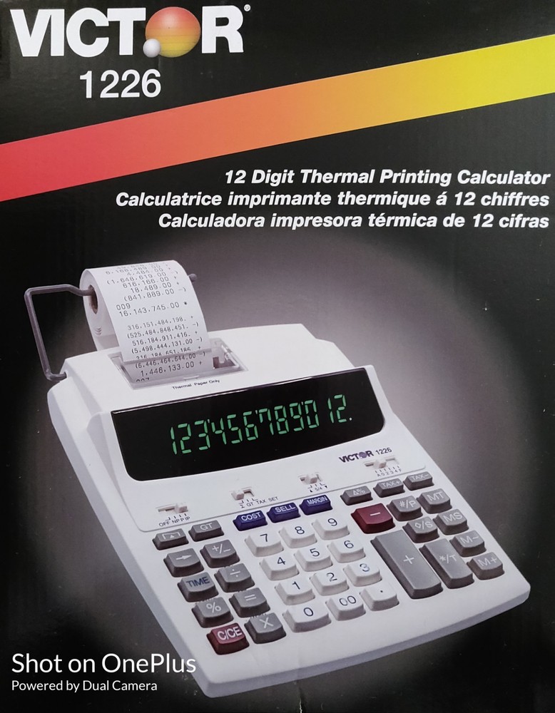 Victor 1226 12-Digit Thermal Printing Calculator (vct-1226) NEW