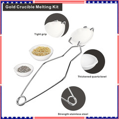 8 Crucibles For Melting Metal Kit Gold Silver Copper Ceramic Quartz With Handles