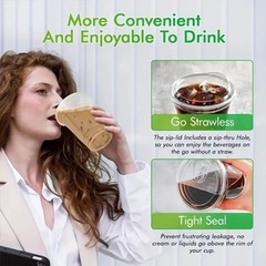 20PCS Disposable Coffee Cups with Leak Proof PET Lids Cold Drink Party Cafe Cups