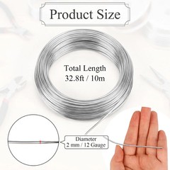 2mm 33 Feet Aluminum Craft Wire, Bendable Armature Wire, Mental Silver Bendable
