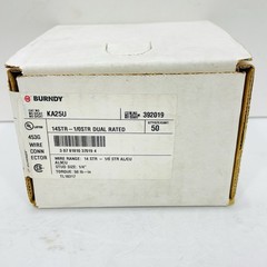 Box of 50 Burndy KA25U 14STR-1/0STR Aluminum Terminal Lugs 1/4” Stud ~NEW~