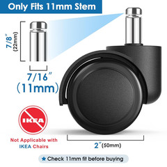 Heavy Duty 2″ Office Chair Wheels – Silent Rubber Swivel Replacement Set