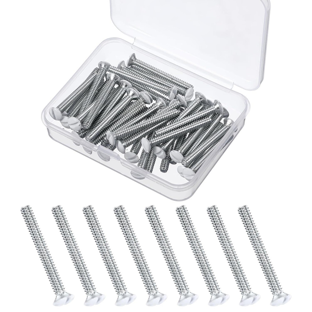40 Pcs Wall Plate Screws, White Outlet Screws 1.2 Inch Long Outlet Screw 6-32 Th
