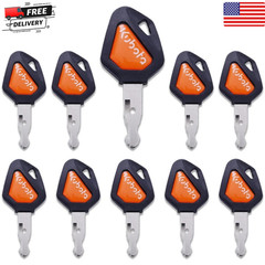 10x Kubota Ignition Keys 459A Excavator Backhoe Skid Steer Track Loader/w Logo