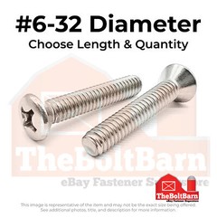 #6-32 18-8 Stainless Steel Phillips Oval Head Machine Screws (Pick Length & Qty)